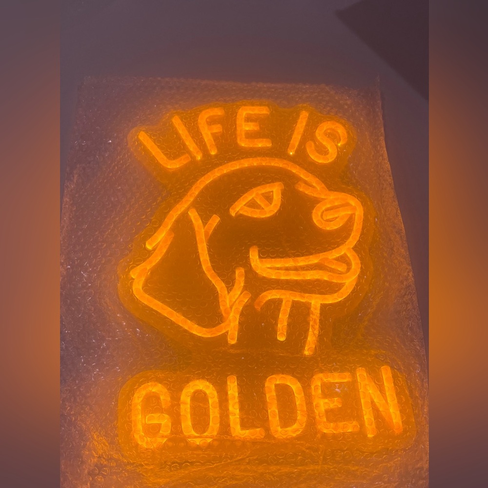Golden Retriever Neon LED Light Wall Decor  "Life is Golden". New in Box. USB